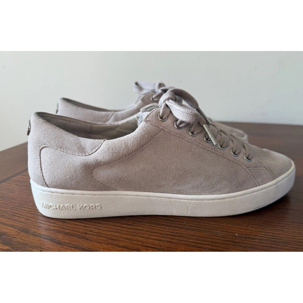Michael Kors Women Irving Sneaker Shoes Beige HX16C Low Top Leather Lace Up 8.5M